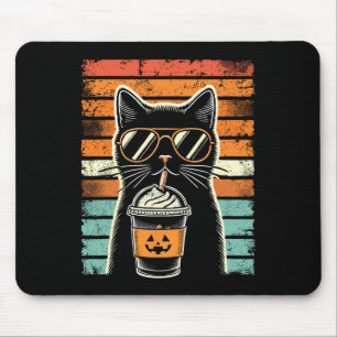 Tapis De Souris Tricoter Ou Traiter Chat Noir Hipster Funny Hallow