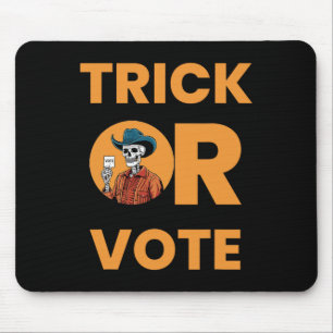 Tapis De Souris Tricoter Ou Voter Halloween Élection Vintage Cowbo