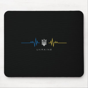 Tapis De Souris Trident ukrainien Drapeau Battement de coeur - Je