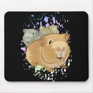 Tapis De Souris Trio de cochons d'Inde vibrants Amour pour les ani