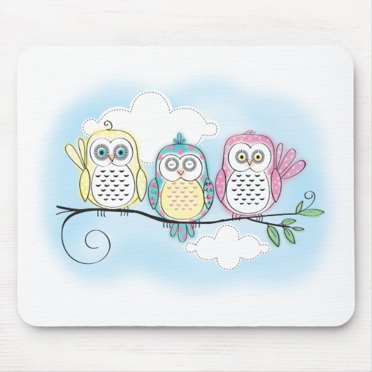 Tapis De Souris Trio de hibou (Devant)
