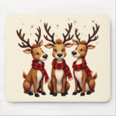 Tapis De Souris Trio de rennes de Noël mignon avec des carreaux (Devant)