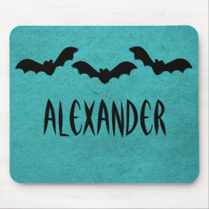 Tapis De Souris Trio des chauves-souris Halloween Mousepad, Turquo