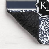 Tapis De Souris Trio Monogramme Navy Damask (Coin)