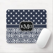 Tapis De Souris Trio Monogramme Navy Damask (Avec souris)