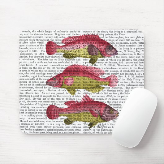 Tapis De Souris Trio poisson Imaginaire rouge et jaune (Avec souris)
