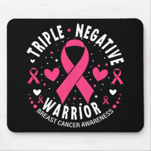 Tapis De Souris Triple guerrier négatif Coeur rose Cancer du sein 