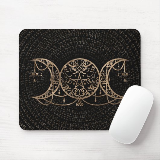 Tapis De Souris Triple Lune - Triple Déesse Or et noir (Avec souris)