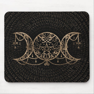 Tapis De Souris Triple Lune - Triple Déesse Or et noir