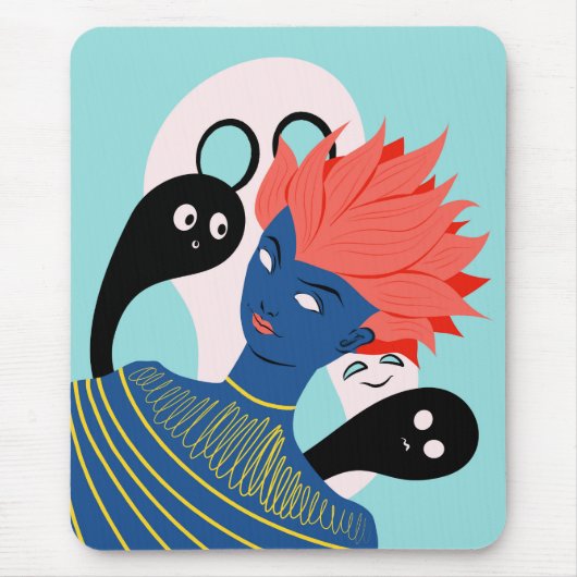 Tapis De Souris Trippy bizarre vaporwave psychédélique (Devant)