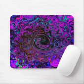 Tapis De Souris Trippy Black et Magenta Retro Liquid Swirl (Avec souris)