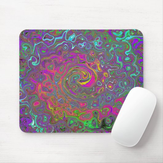 Tapis De Souris Trippy Hot rose Abstrait Retro Liquid Swirl (Avec souris)