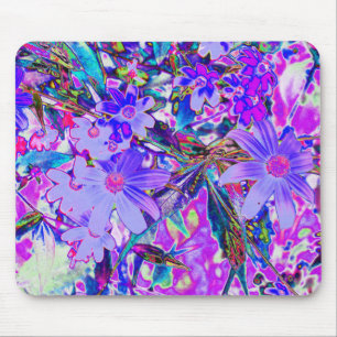 Tapis De Souris Trippy Purple and Magenta Colorful Wildflowers