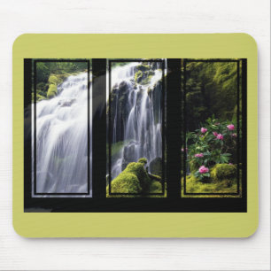 Tapis De Souris Triptyque de la cascade de la jungle en art numéri
