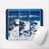 Tapis De Souris Triptyque De Vagues De Crashage Sur Les Rochers Pa (Avec souris)