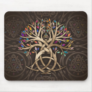 Tapis De Souris Triquetra Arbre de vie feuilles colorés