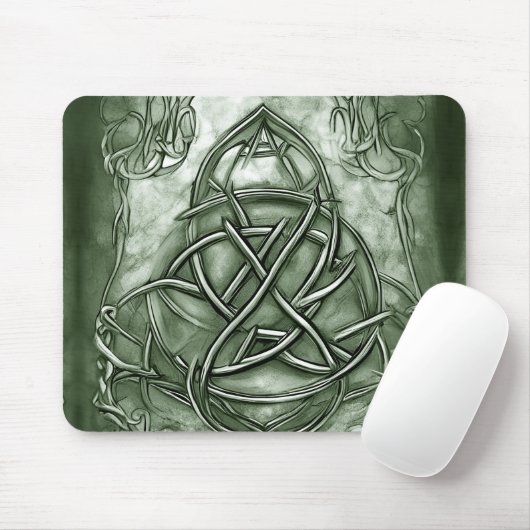 Tapis De Souris Triquetra Trinity Sage de noeud Vert Faux Metallic (Avec souris)