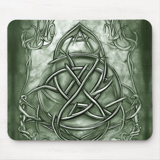 Tapis De Souris Triquetra Trinity Sage de noeud Vert Faux Metallic (Devant)