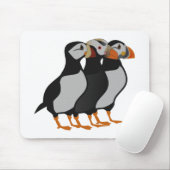 Tapis De Souris Trois adorables Puffin debout ensemble Carton (Avec souris)