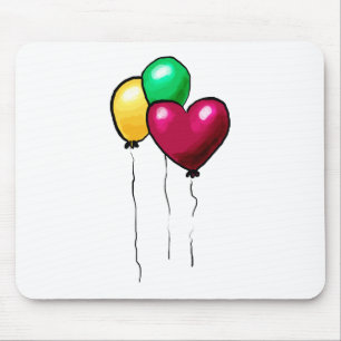 Tapis De Souris Trois Ballons Rouge Jaune Vert Cœur