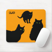 Tapis De Souris Trois chats noirs et oranges (Avec souris)