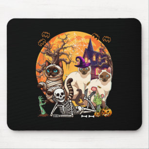 Tapis De Souris Trois chats siamois Horreur Cosplay Sorcière Hallo