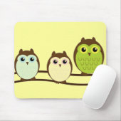 Tapis De Souris Trois Chouettes colorées (Avec souris)