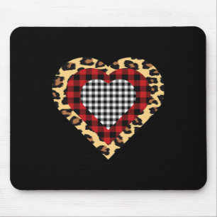 Tapis De Souris Trois Coeurs Buffalo Leopard Plaid Valentine's Day