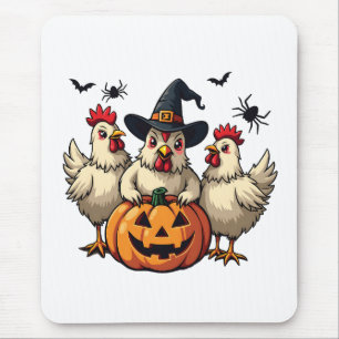 Tapis De Souris Trois Éffrayant Halloween Poulet Farmer Chaud d'au