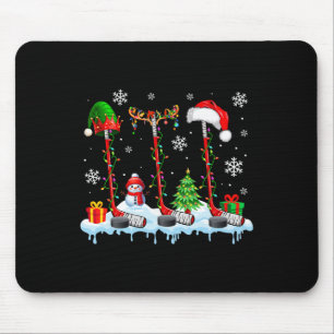 Tapis De Souris Trois Elf Santa Renne Équipements De Hockey Xmas P