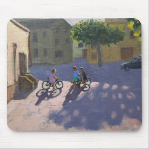 Tapis De Souris Trois enfants avec des bicyclettes Espagne