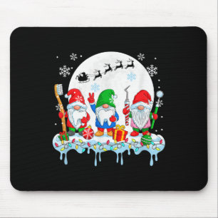 Tapis De Souris Trois Gnomes Colorés Avec Outils Dentistes Noël