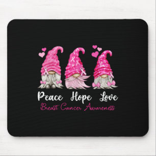Tapis De Souris Trois Gnomes Paix Espoir Amour Cancer du sein