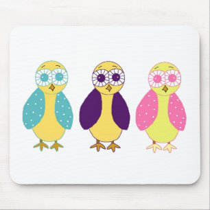 Tapis De Souris Trois Hiboux Fantaisistes