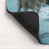 Tapis De Souris trois loups dans la forêt d'hiver (Coin)