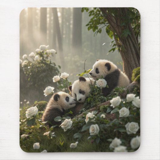 Tapis De Souris Trois mignons Pandas (Devant)