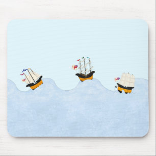 Tapis De Souris Trois navires naviguant sur le Rolling Sea Nautica