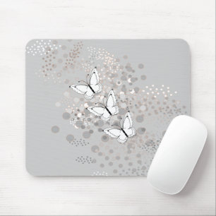 Tapis De Souris Trois papillons blancs