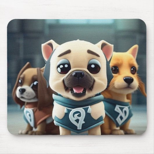 Tapis De Souris Trois petits chiots moderne contemporain lancer pi (Devant)