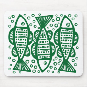 Tapis De Souris Trois poissons - Forest Green
