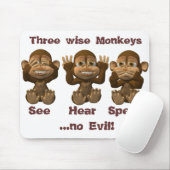 Tapis De Souris trois singes sages (Avec souris)