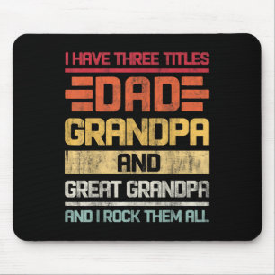 Tapis De Souris Trois Titres Papa Grand-Père & Grand-Père Et M