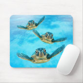 Tapis De Souris Trois tortues de mer de bébé nageant (Avec souris)