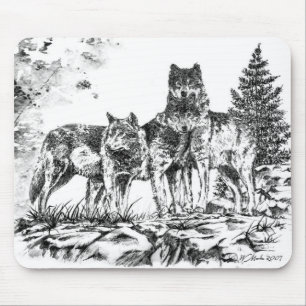 Tapis de souris - trois Wolfs l'illustration