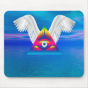 Tapis De Souris Troisième œil avec des ailes