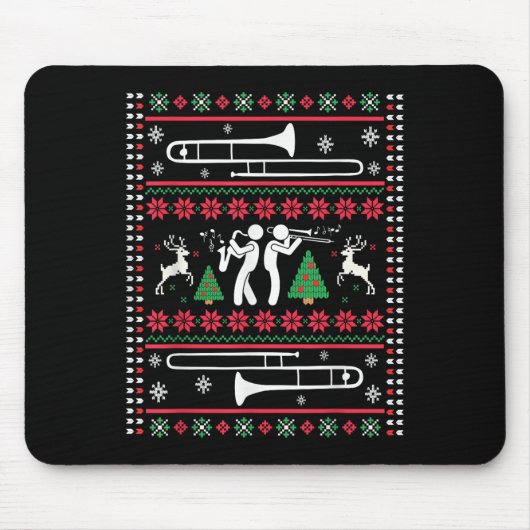 Tapis De Souris Trombone Christmas Ugly Trombonist Jazz Music Marc (Devant)