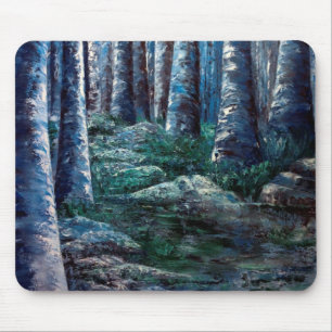 Tapis De Souris Troncs d'arbre forestier peint Mousepad