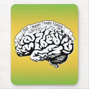 Tapis De Souris Trop d'étiquettes ouvrent le cerveau