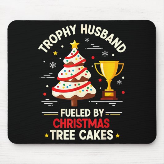 Tapis De Souris Trophy Retro Husband Fueled By Christmas Tree Cake (Devant)