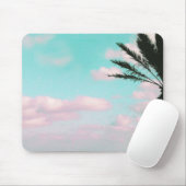 Tapis De Souris Tropical Beach, Ocean View, Pink Clouds, Palm (Avec souris)